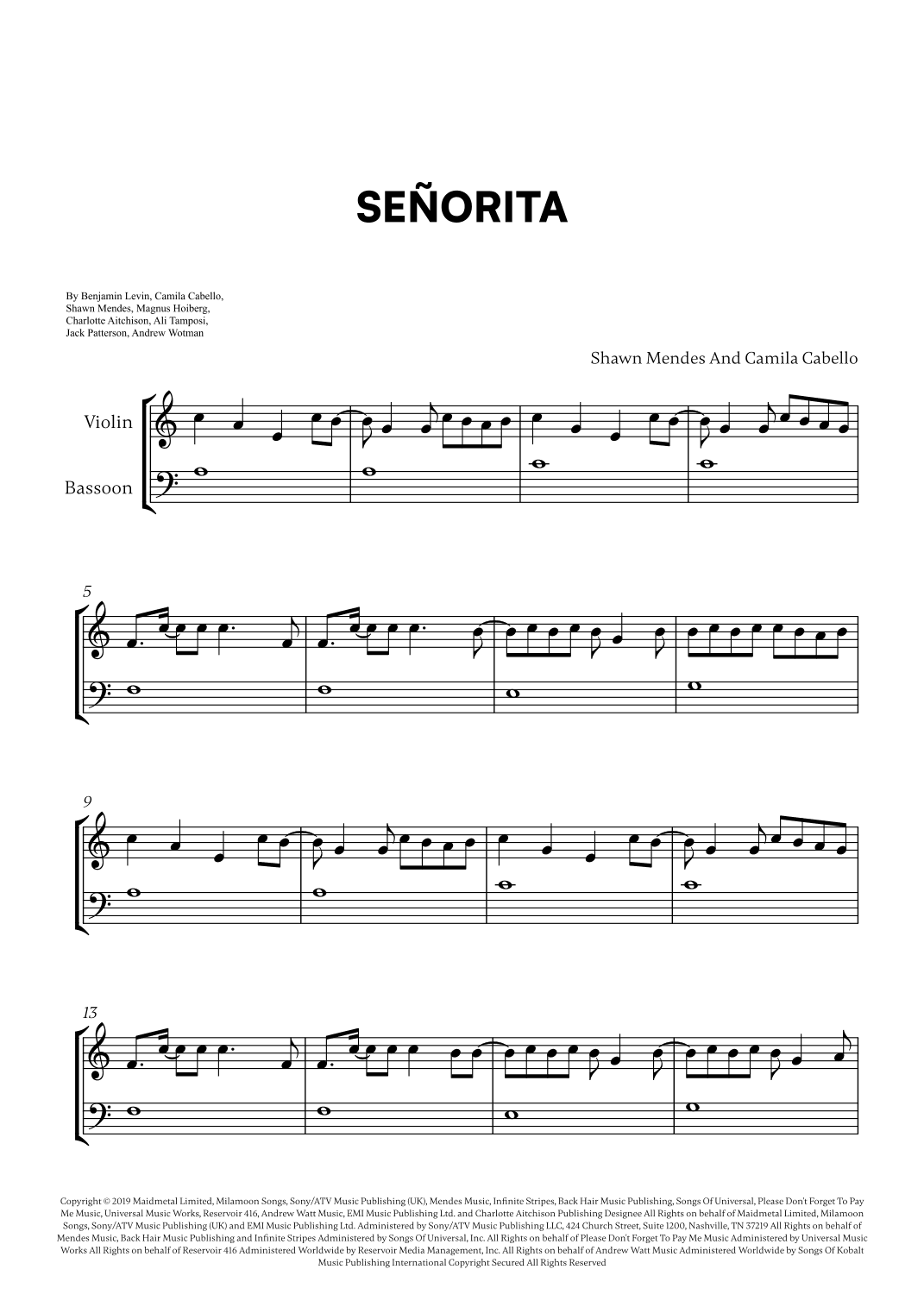 Señorita (arr. Cadenza Editions)