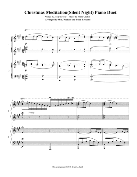 Christmas Meditation(Silent Night) Piano Duet (arr. Wm. Noelsch and Brian Lockard)