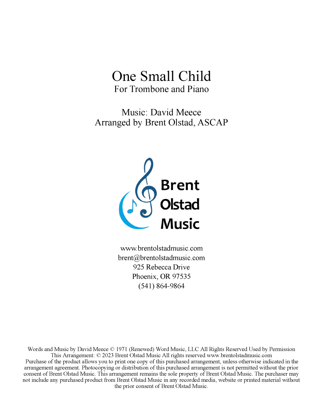 One Small Child (arr. Brent Olstad, ASCAP)