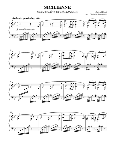 Faure - Sicilienne Op. 78 (arr. Christian Bennedsen)