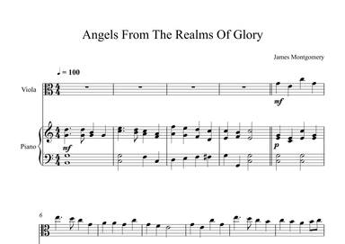 Angels From The Realms Of Glory - James Montgomery (Viola + Piano) (arr. Digital Book Music)