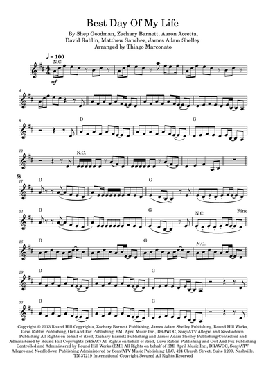 Best Day Of My Life (arr. Thiago Marconato)