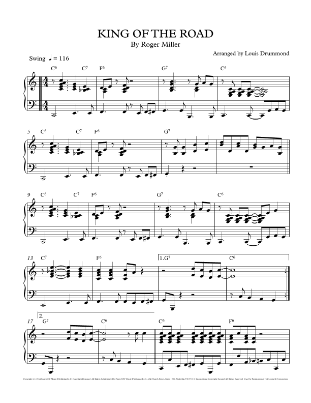 King Of The Road (arr. Louis Drummond)