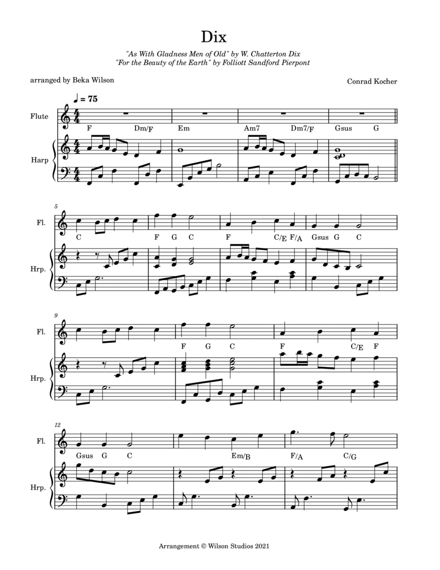 As With Gladness Men of Old--flute/harp duet (arr. Beka Wilson)