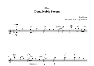 Dona Nobis Pacem - for oboe (with chords) (arr. Rodrigo Faleiros)