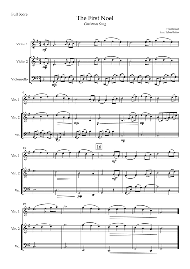 The First Noel (Christmas Song) for String Trio (arr. Fabio Britto)