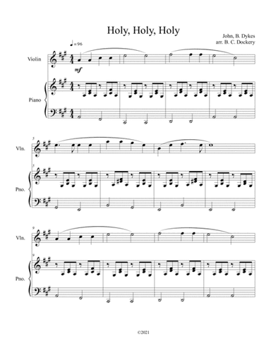 Holy, Holy, Holy (violin solo) with optional piano accompaniment (arr. B. C. Dockery)