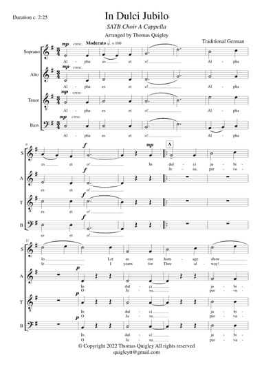In Dulci Jubilo (SATB Choir A Cappella) (arr. Thomas Quigley)