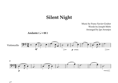 Silent Night For Cello Solo (arr. Jps Arranjos)