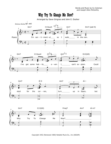 Why Try To Change Me Now (arr. Arranged by Dave Gingras and John E. Dosher)