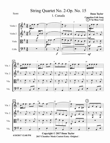 String Quartet 2 Opus 15 No 1-Canada