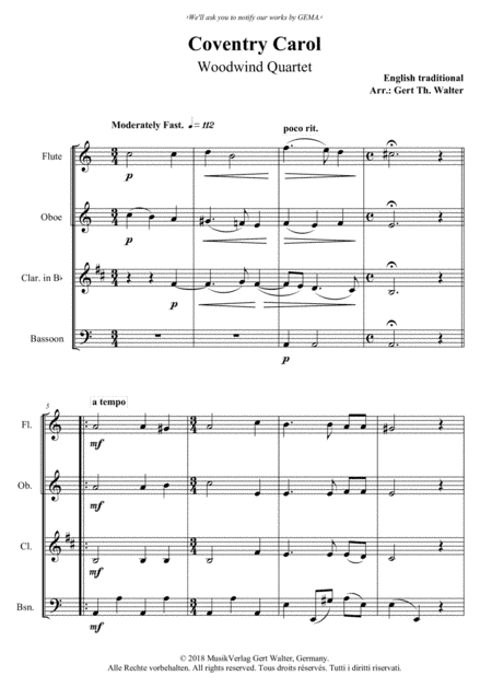 Coventry Carol (arr. Gert Th. Walter)