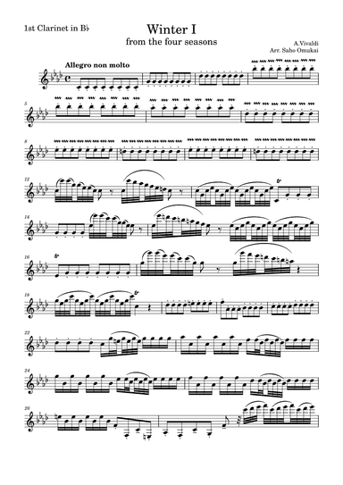 A.Vivaldi: Winter from the four seasons for two clarinets (arr. Saho Omukai)