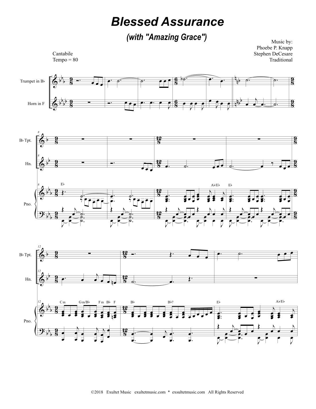 Blessed Assurance (with "Amazing Grace") (Duet for Bb-Trumpet & French Horn)