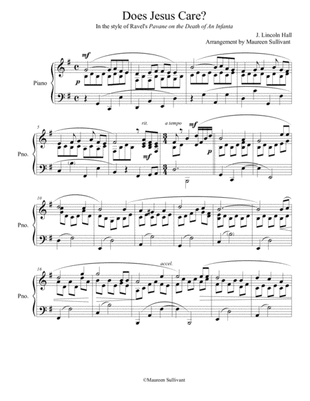 Does Jesus Care? - In the style of Ravel's "Pavane for a Dead Princess" (arr. Maureen Sullivant)