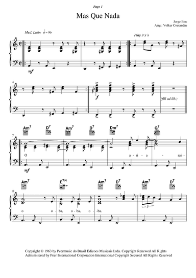 Mas Que Nada (arr. Volker Coutandin)