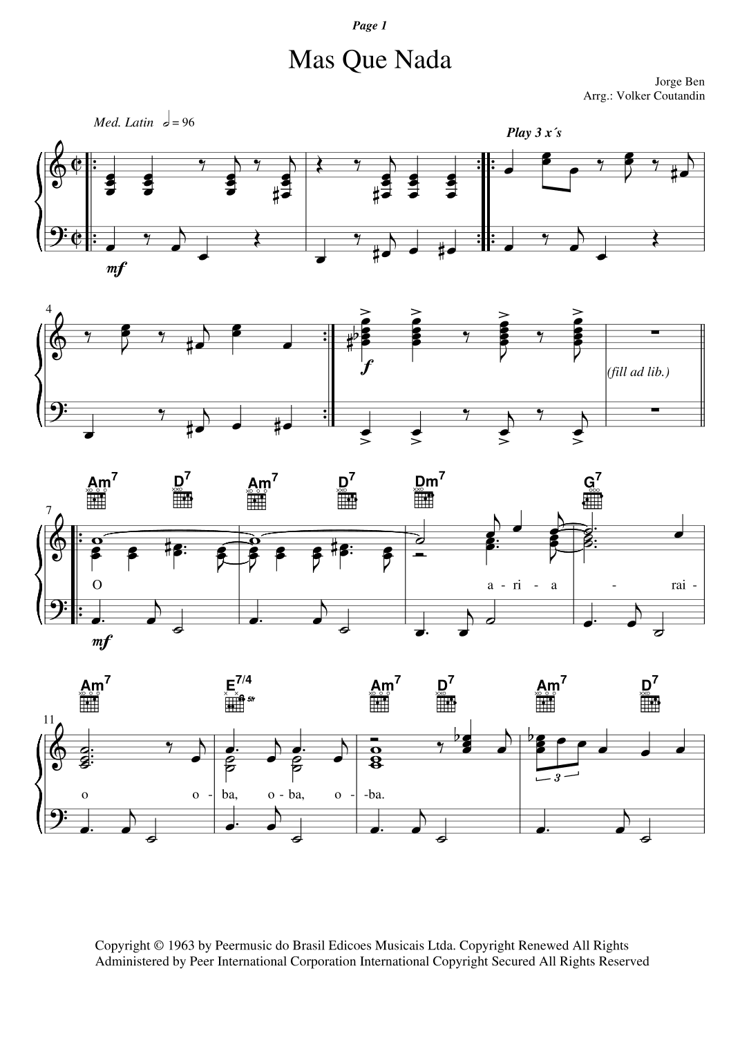 Mas Que Nada (arr. Volker Coutandin)