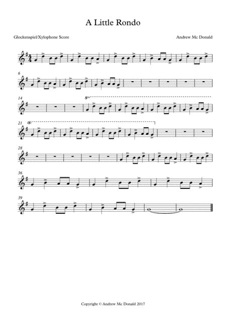 A Little Rondo Glockenspiel/Xylophone Score
