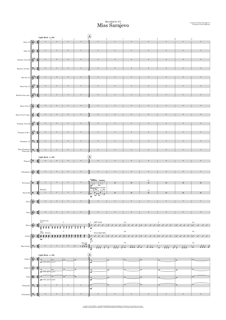 Miss Sarajevo (arr. Daryl McKenzie)