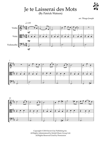Je Te Laisserai Des Mots (arr. Thiago Joseph)