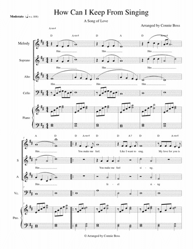 How Can I Keep From Singing - Love - cello, vocal trio and piano (arr. Connie Boss)