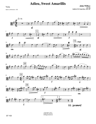 Adieu, Sweet Amarillis (arr. Adapted and arranged by Andrew R. Guarrine)