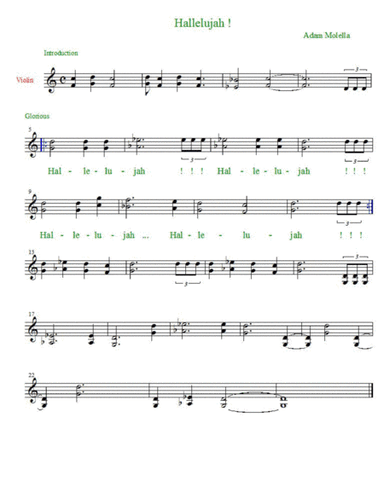 Hallelujah for Violin and vocal NEW,  moderately easy chords that sound GLORIOUS.