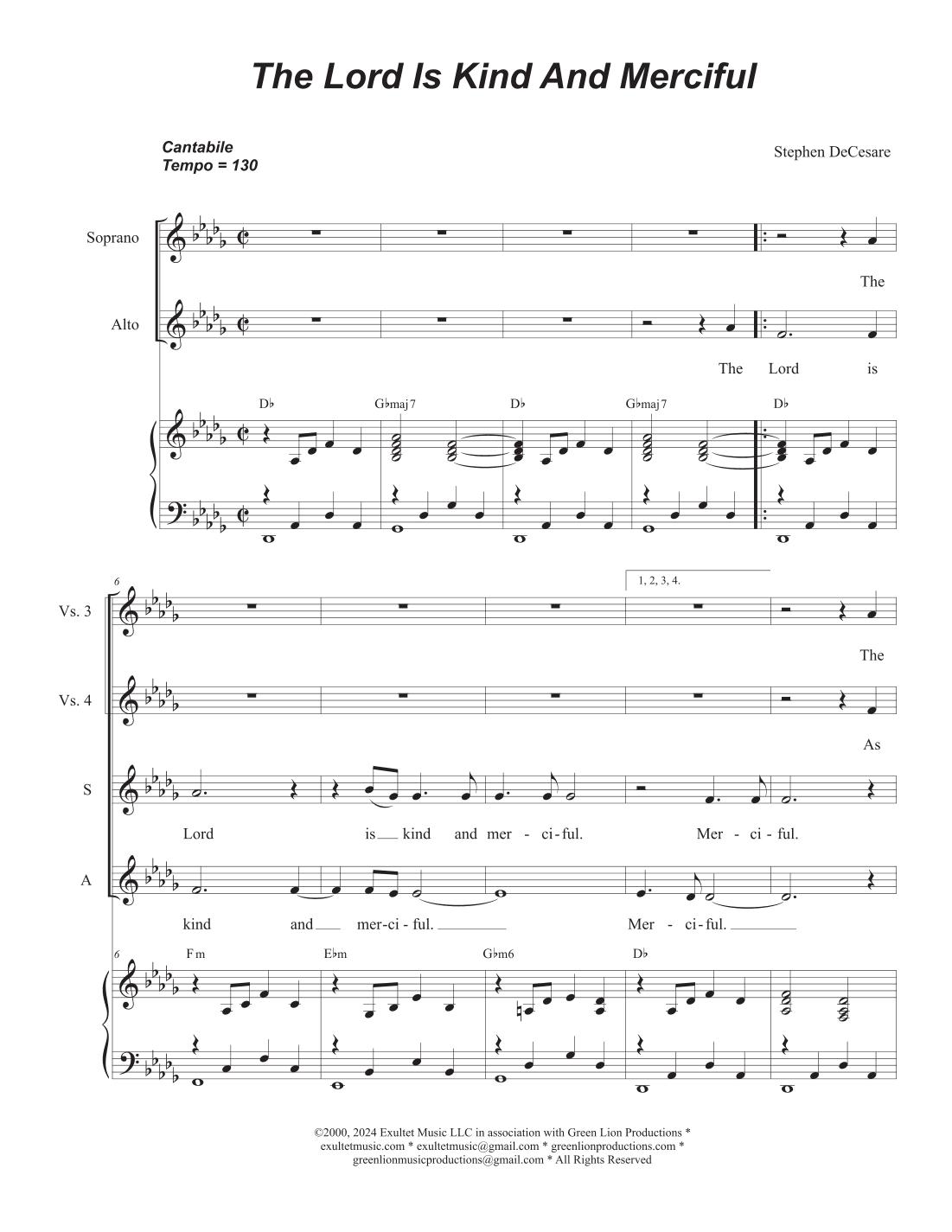 The Lord Is Kind And Merciful (Duet for Soprano and Alto solo)