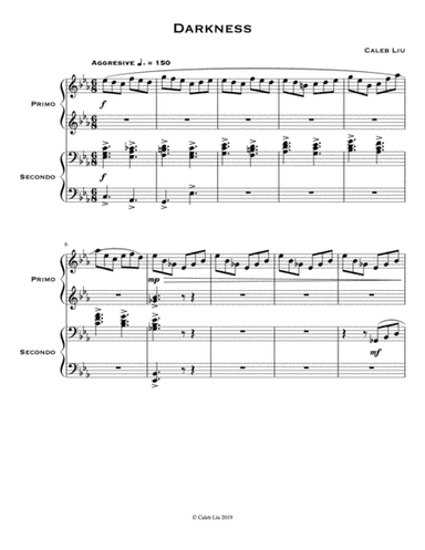 Darkness: 4 Hand Piano Duet
