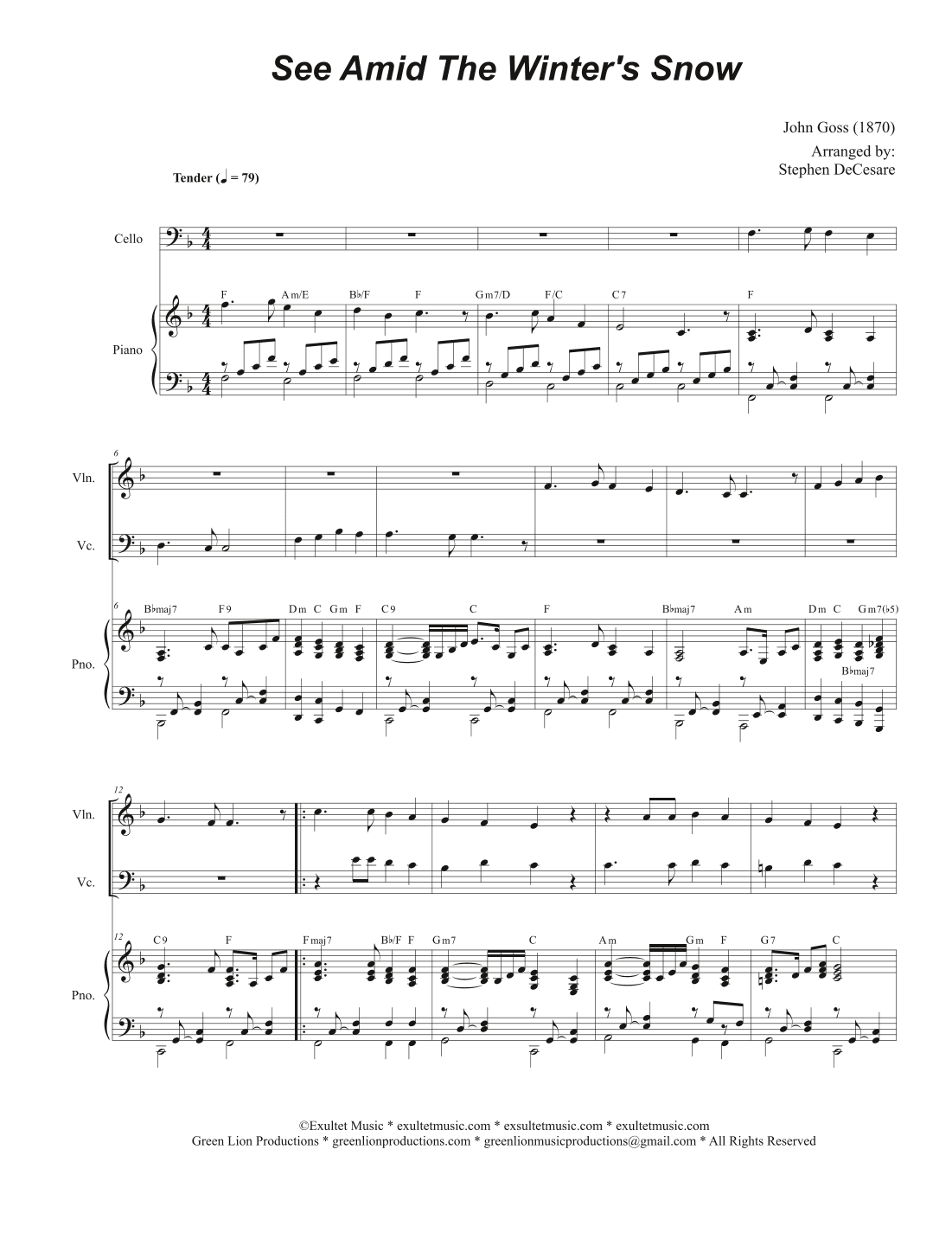 See Amid The Winter's Snow (Duet for Violin and Cello) (arr. Stephen DeCesare)