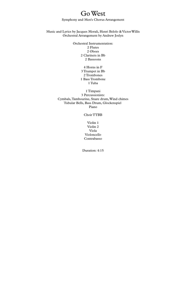 Go West (arr. Andrew Joslyn)