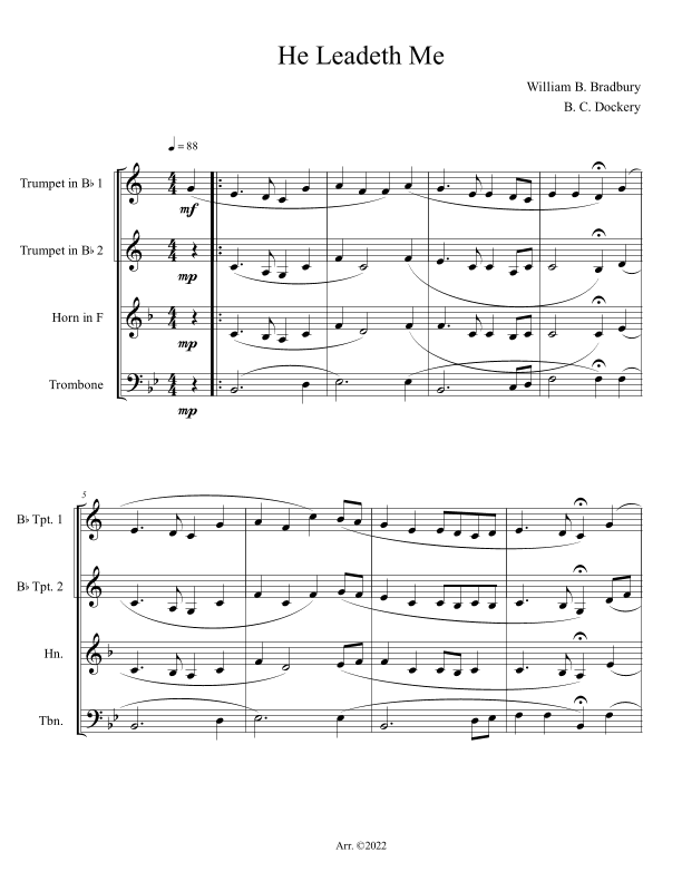 He Leadeth Me (Brass Quartet) (arr. B. C. Dockery)