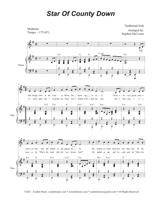 Star Of County Down (Unison choir) (arr. Stephen DeCesare)