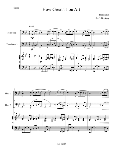 How Great Thou Art (Trombone Duet with Piano Accompaniment) (arr. B. C. Dockery)