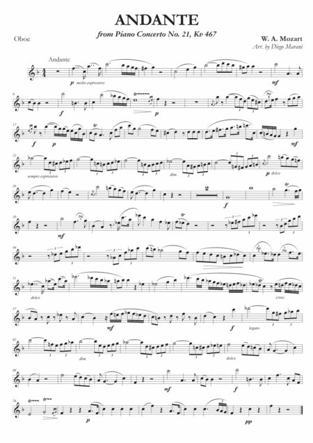 Andante from Concerto No. 21 for Oboe and Piano (arr. Diego Marani)