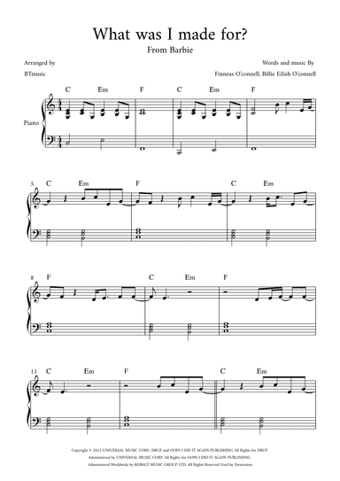 What Was I Made For? (arr. BTmusic)