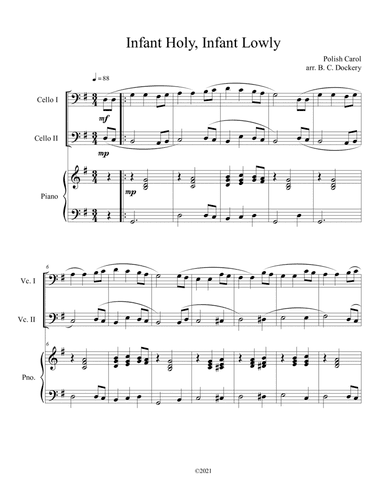 Infant Holy, Infant Lowly (Cello Duet with Piano Accompaniment) (arr. B. C. Dockery)