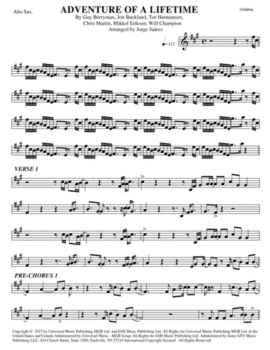 Adventure Of A Lifetime (arr. Jorge Juárez)