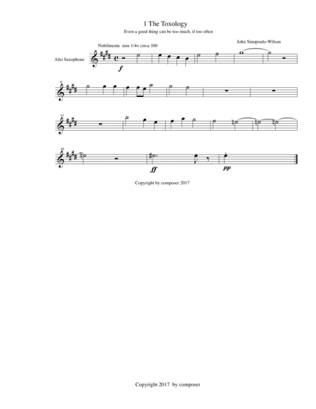 The Toxology/alto saxophone part