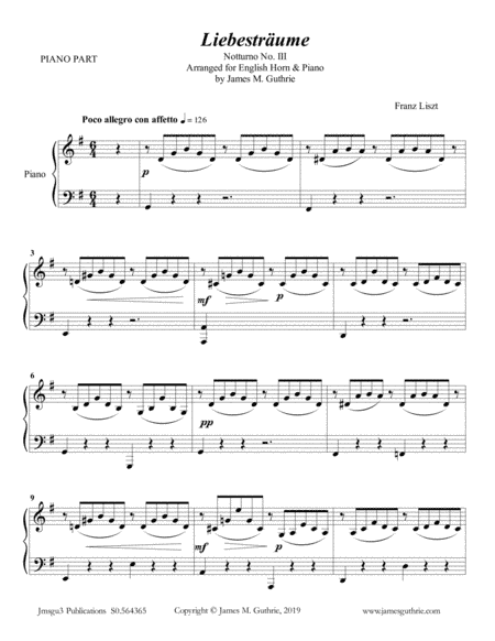 Liszt: Liebestraume for English Horn & Piano (arr. James M. Guthrie)