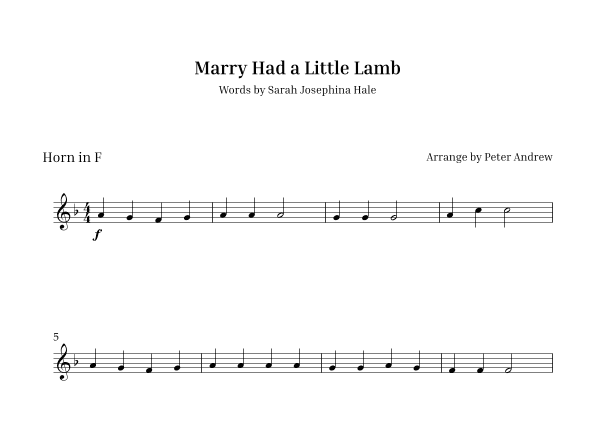 Marry Had  a Little Lamb (arr. Peter Andrew)