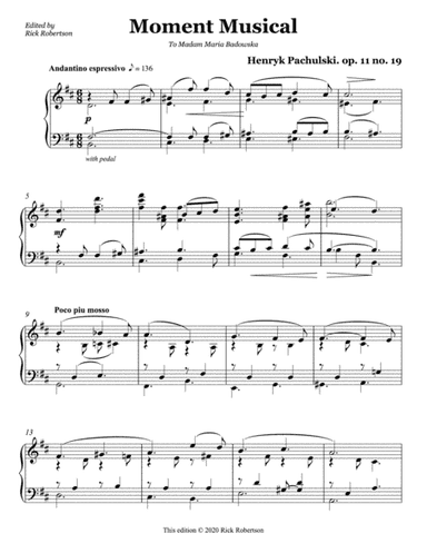 Moment Musical, op. 11 no. 19 (Henryk Pachulski) (arr. Edited by Rick Robertson)