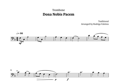 Dona Nobis Pacem - for trombone (arr. Rodrigo Faleiros)