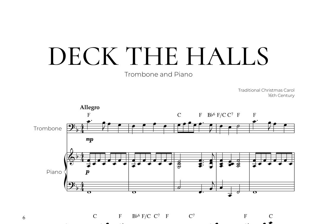 Deck The Halls (Trombone and Piano) - Christmas Carol (arr. Pedro Merendi)
