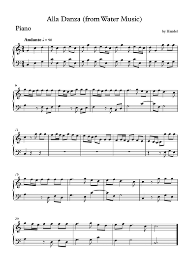 Alla Danza (from Water Music) - Piano Solo (arr. Wesley S. SIlva)
