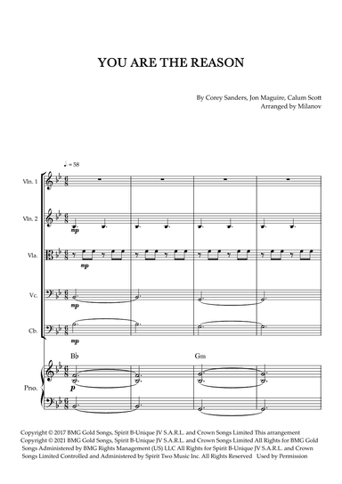 You Are The Reason (arr. Milanov)