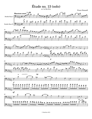 Franz Simandl Étude no. 13 in Eb minor (Maestoso assai) for Two Double Basses (arr. M. Kim)