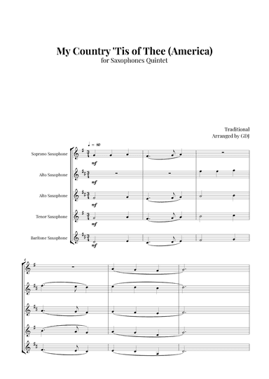 My Country 'Tis of Thee (America) (arr. GDJ)