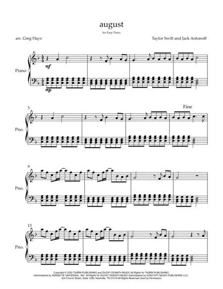 August (arr. Greg Hays)