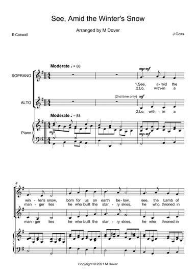 See Amid the Winter's Snow - Two part Choir - SA - Upper Voices (arr. Martin Dover)